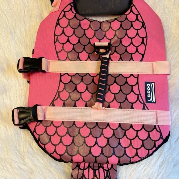 L.D.Dog Pink Mermaid Dog‎  Life Vest Jacket Ripstop With Rescue Handle Swimming - Picture 3 of 7